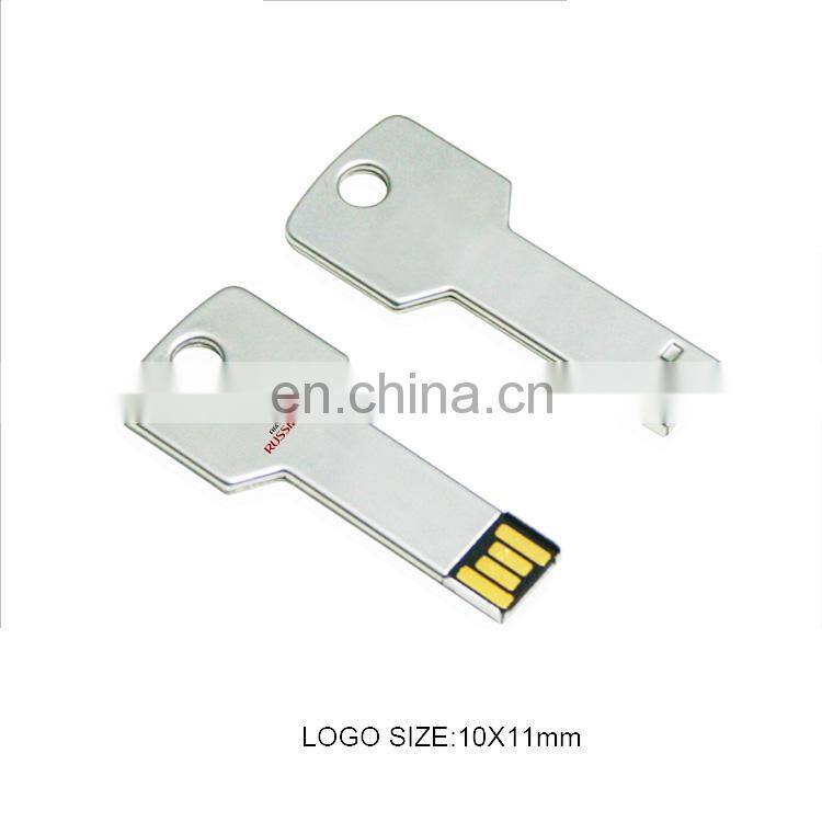 Metal custom logo white key shape stick flash usb, low price special 8gb minions
