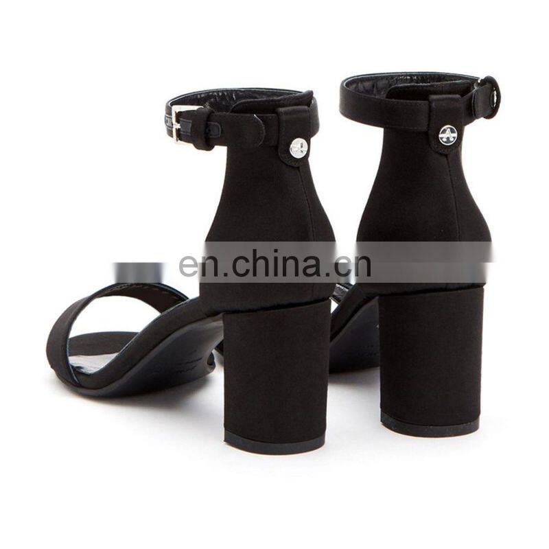 Women high quality heel leather sandals shoes women ankle strap covered heel design for ladies footwear