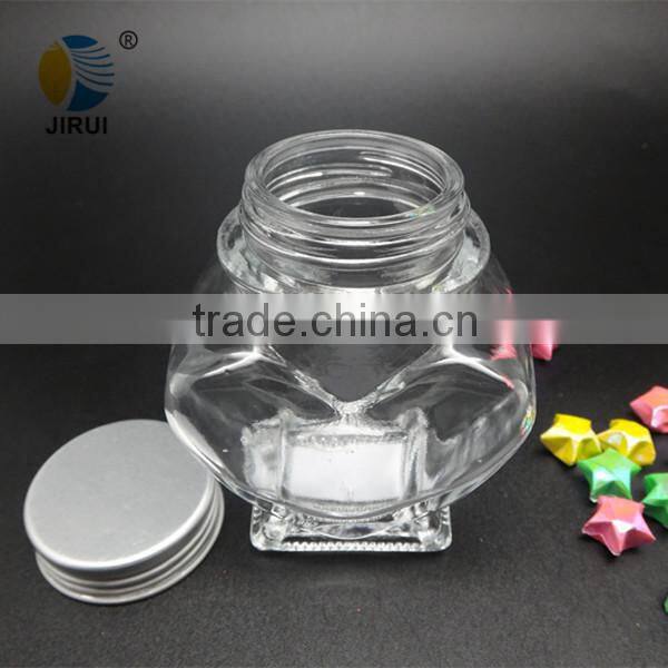 90ml heart shape glass gift bottle with metal screw cap