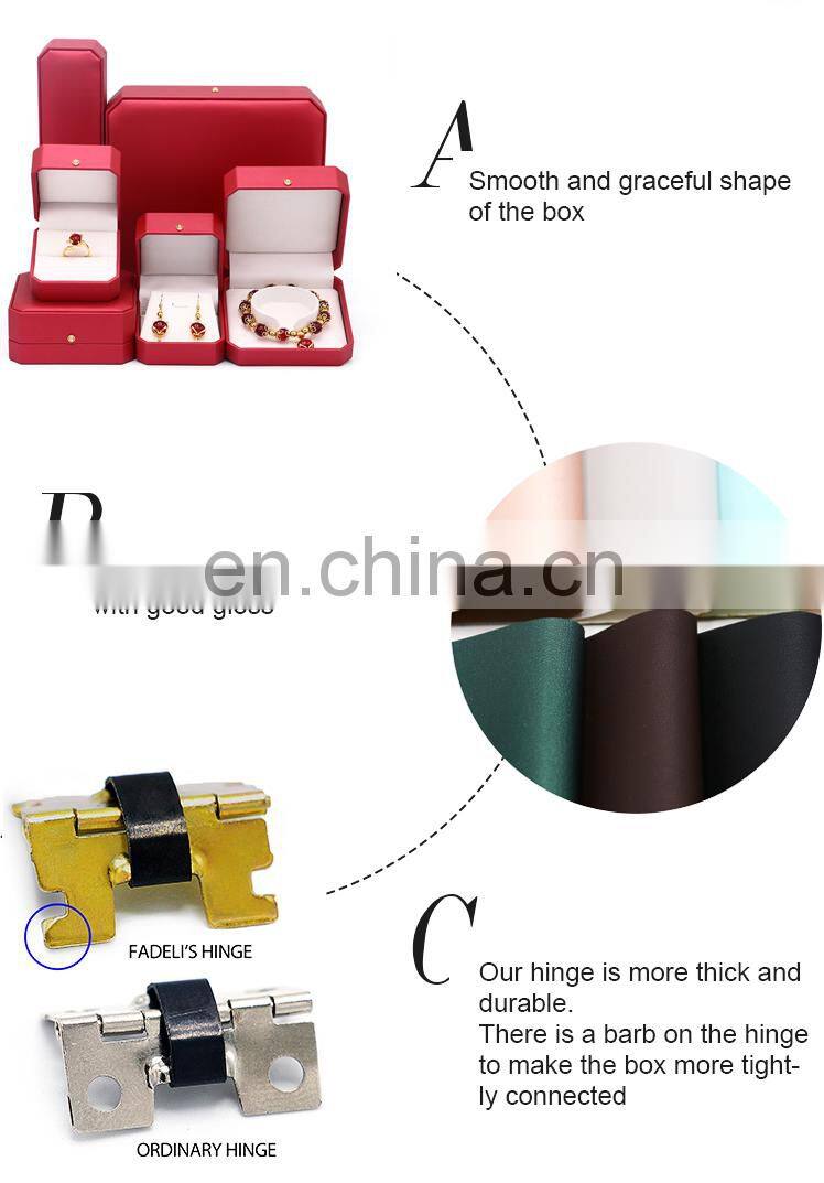 New Arrival Luxury Octagonal Shape Light Gray Pu Leather Ring Box