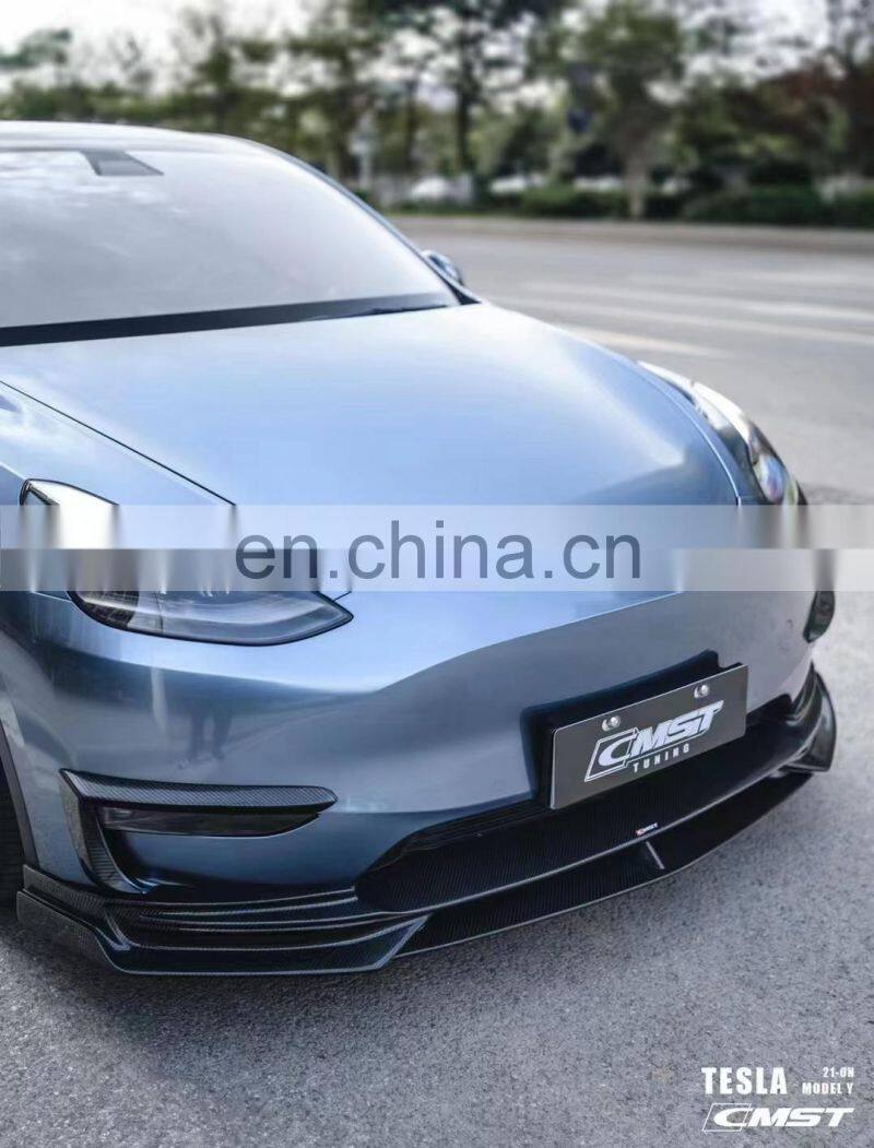 Runde Carbon Fiber Material For Tesla Model Y CMST Style Body Kit Hood Front Lip Side Skirts Rear Lip Spoiler