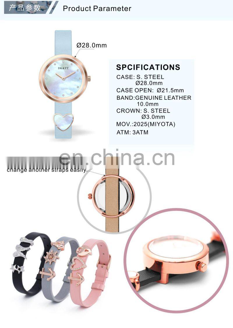 Wholesale Blue Soft Silicon Strap MOP Dial Girl Watches Luxury Charms Women Watch Custom Logo