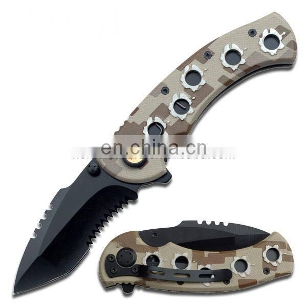 whole black coated stainless steel knife with aluminum handle