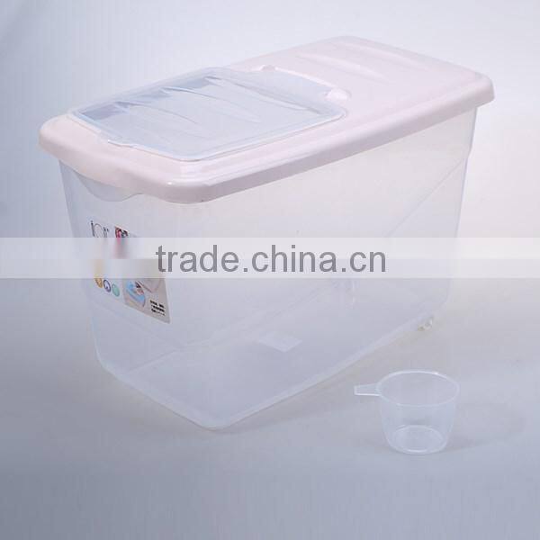 Transparent 15L Plastic Rice Storage Container with Wheel