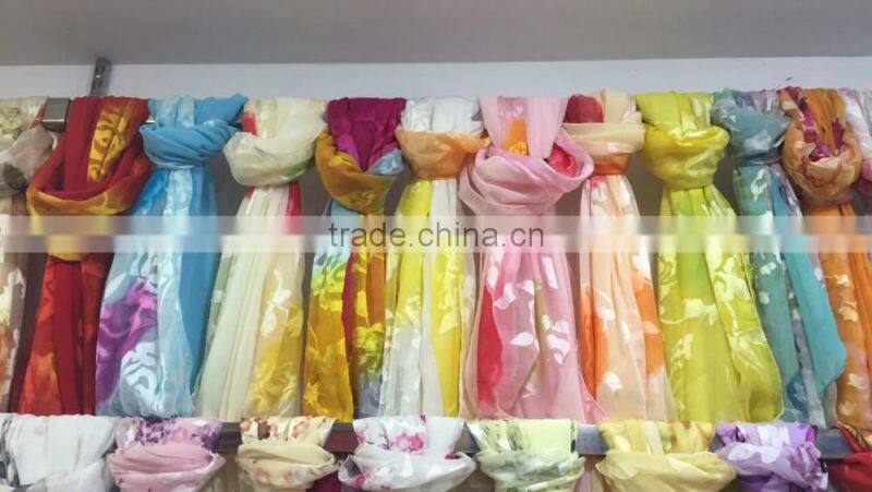 Women burnt-out gauze indian silk scarf