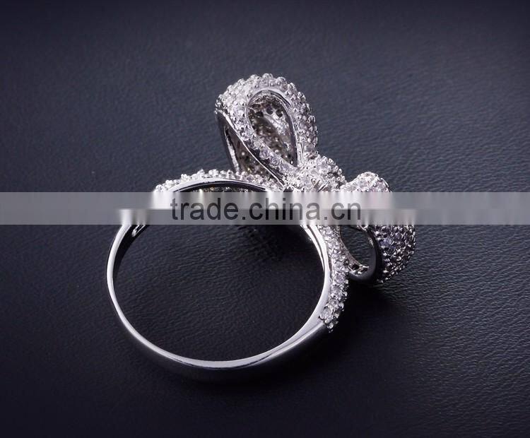Top Quality Jewelry Dongguan Factory CZ Jewelry Bow Tie Shape Fine Set Women Ring