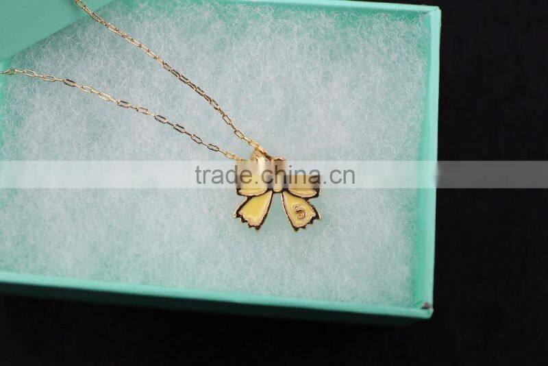 2015 factory direct sell personality latest design fashion valentine's gift bowknot pendant necklace costume jewelry necklace