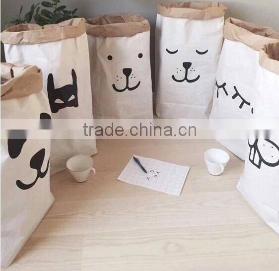 Foldable kraft animal storage bag for kids