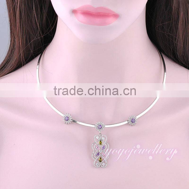 Micro pave setting gold design metal choker necklace for girls