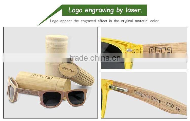 2015 high quality pc frame bamboo polarized sunglasses customized logo