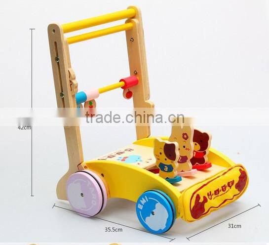 Height adjustable wooden baby walker