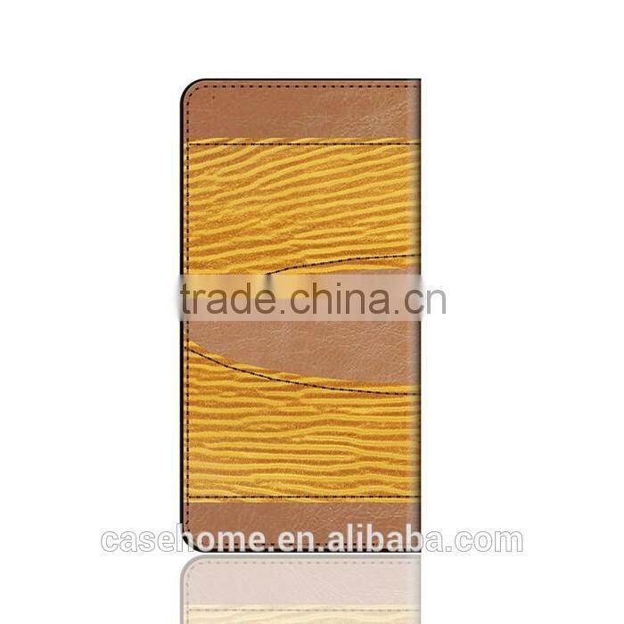 Stitching Yellow PU Leather Material Flip Wallet Case for iphone 6 6 plus