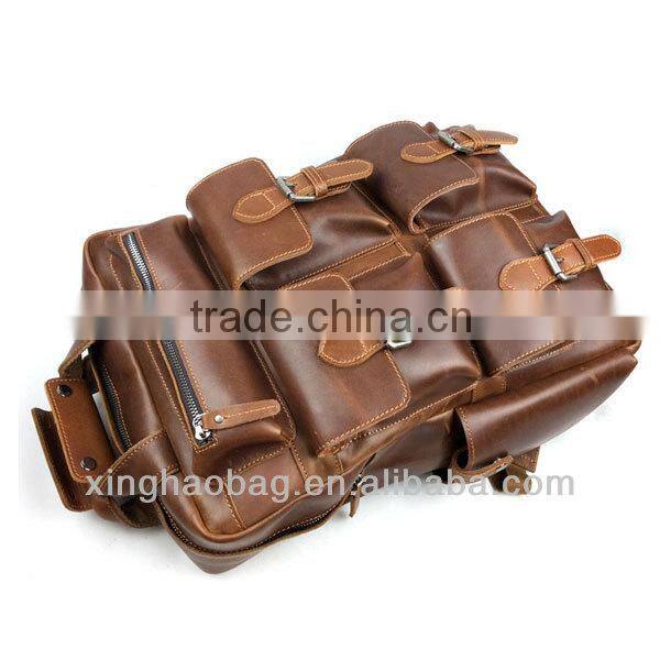 Men's leather camping and hiking backpack