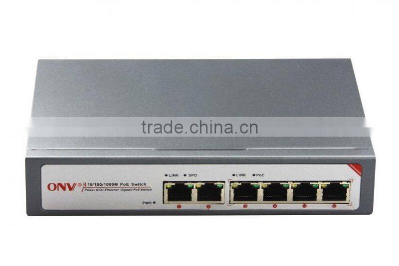 Manufacthrer 6 port gigabit poe network switch 802.3af(ONV-POE33064P-N)