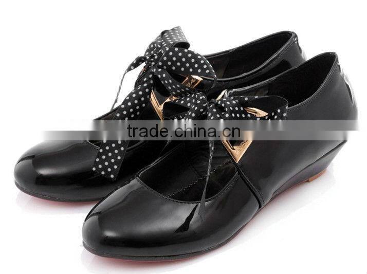 Candy color girls shoes wedge low heel school shoes for girls