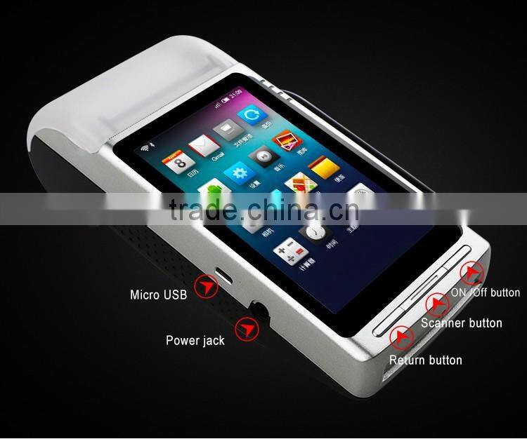 New arrival 4 inch all in one android pos terminal with nfc reader/card reader/thermal printer------Gc068
