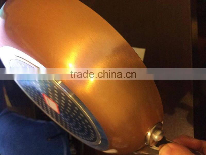 Copper Aluminum Non-stick Press Ceramic Cookware Set Kitchen Used Fry Egg Pizza Pan Skillet S/S Handle