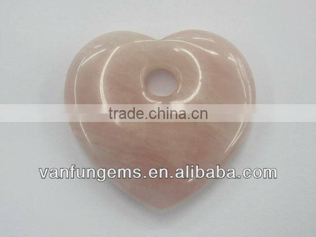 Natural rose quartz heart shape pendant