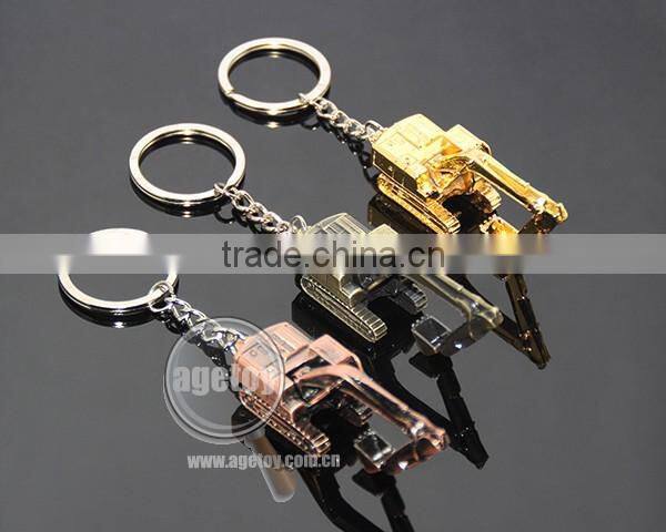 3D Excavator Shaped Three-dimensional Gold Color Alloy Metal Excavator Keychain