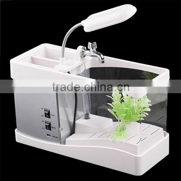 Desktop usb mini fish tank aquarium with running water
