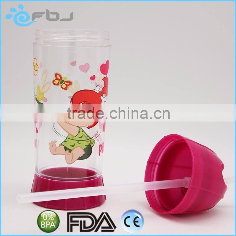 ~ Wholesale 250ML PC Plastic Type and Plastic Material Kids Water Bottle With Straw