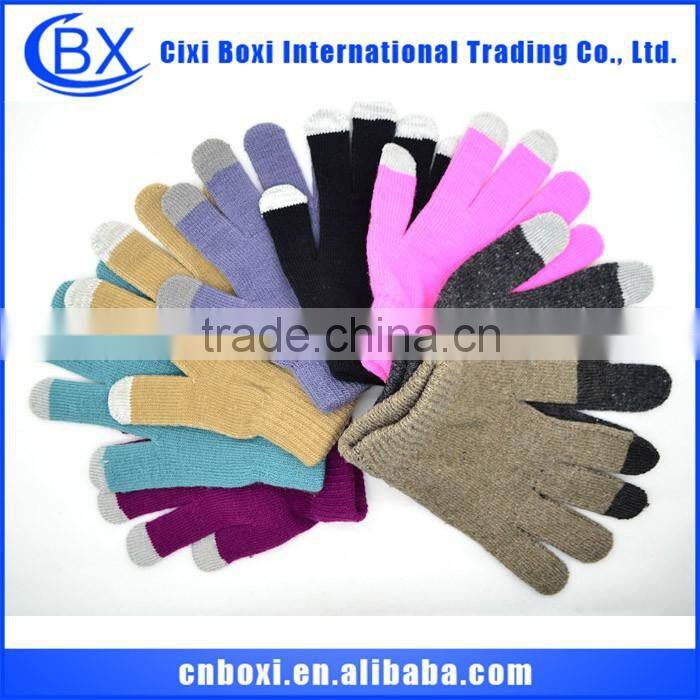 2014 Best sale Christmas gift custom acrylic glove,knitted finger touch screen gloves
