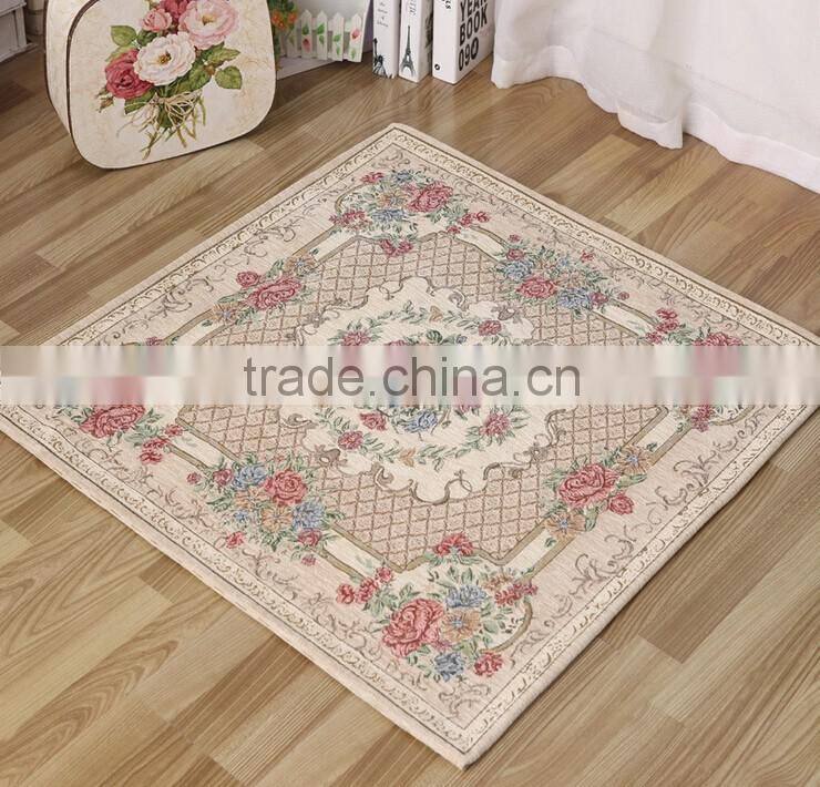 Hot sale Europeanism art chenille yarn jacquard home textile Square floor carpets cheap rug Can be customize