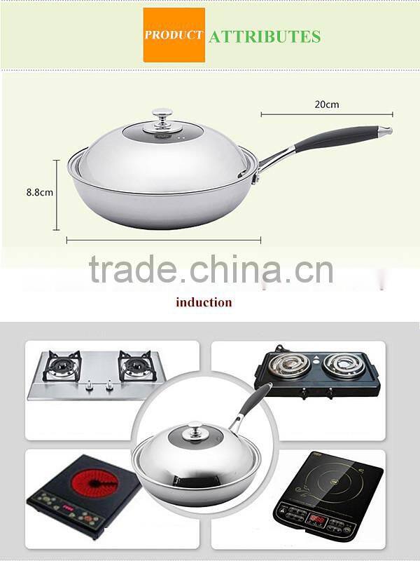Kitchen ware Eco-Friendly Stainless Steel Saute Wok Non stick Frying Pan
