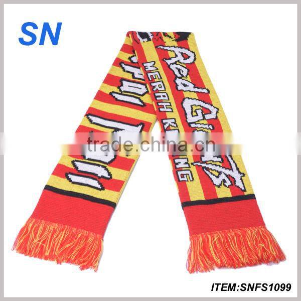 Long Style of Length and 100% Acrylic kintted Custom Football Scarf