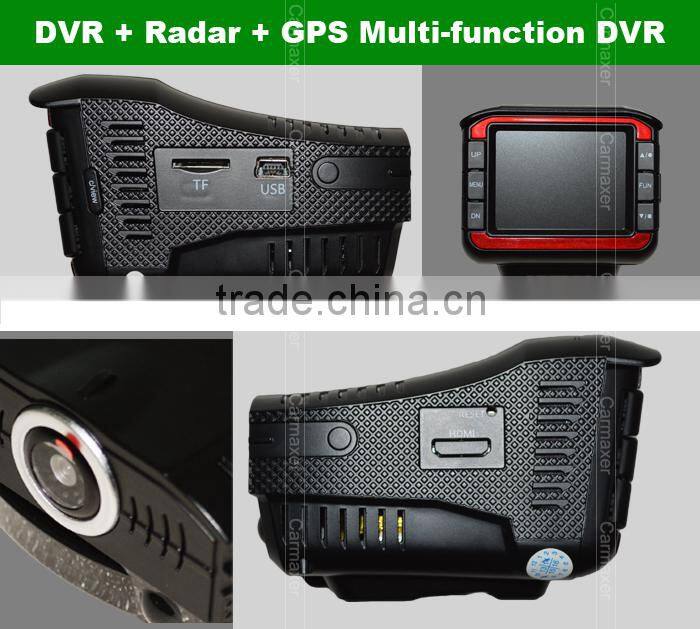 2014 new product multi-function car speed radar detector 3-in-one with car dvr and 1080p anti police radar detector