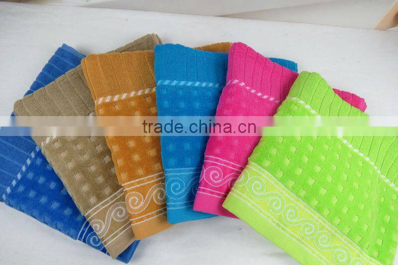 100% cotton 14s weak twist jacquard terry face towel bath towel