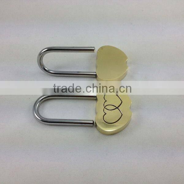 2014 popular 40MM brass double heart Love Padlock For lovers