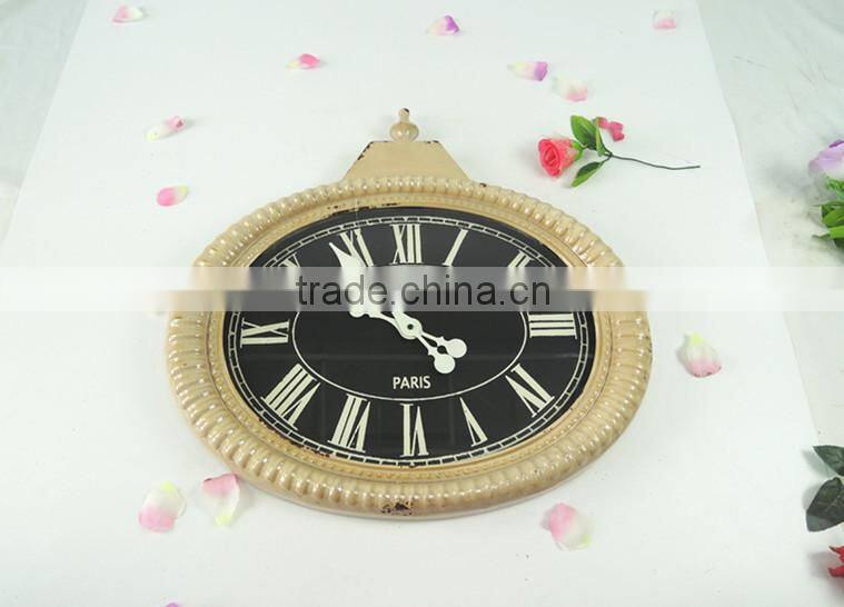 French antique white iron watch clock for wall decor