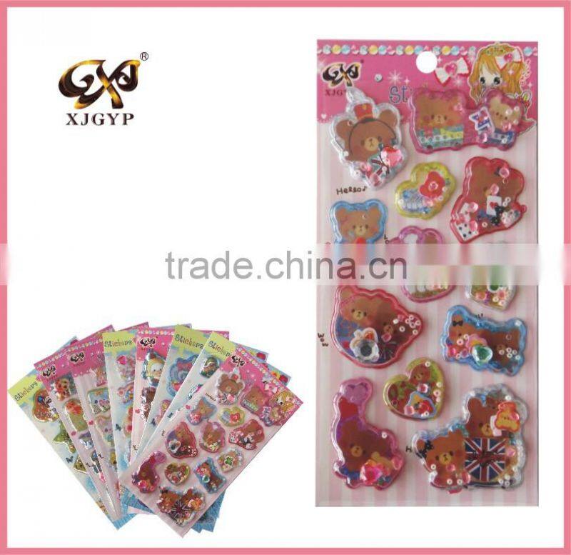 clear 3D sticker with crystal/clear 3D sticker with beads/removable 3D sticker