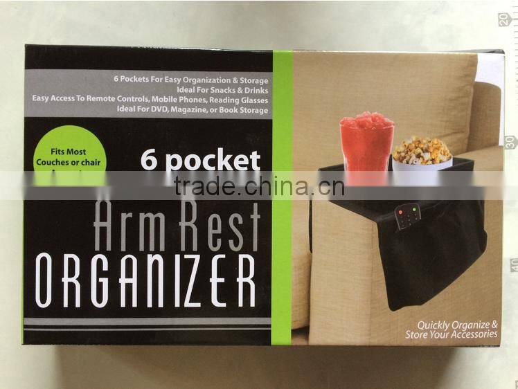 6 Pocket Arm Rest Organizer and Sofa Table Top Organizer caddy storage