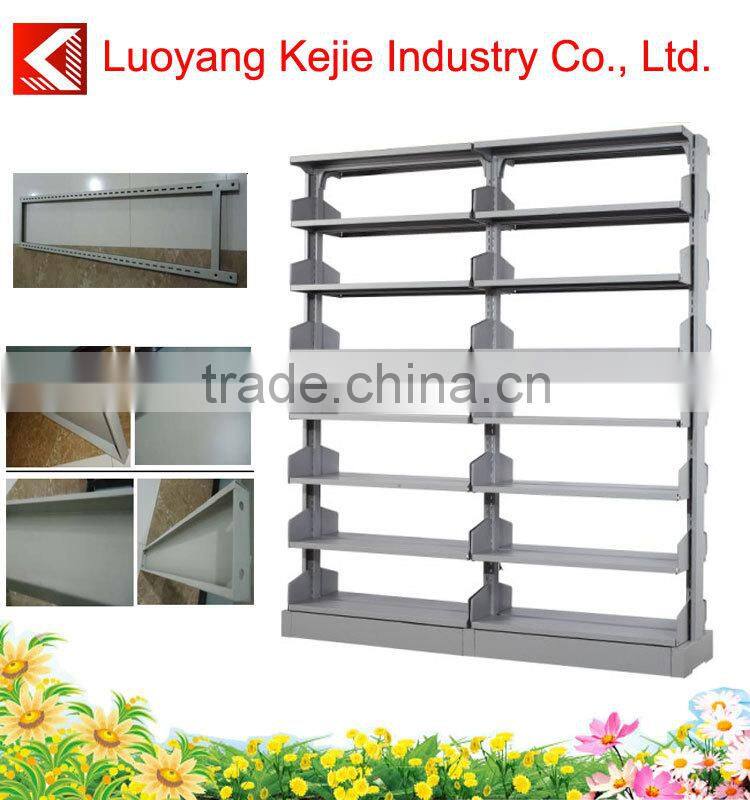 Library Metal Bookcase Steel Bookshelf with 5 Shelves industrial high loading capacity metal shelf/double side steel bookshelf