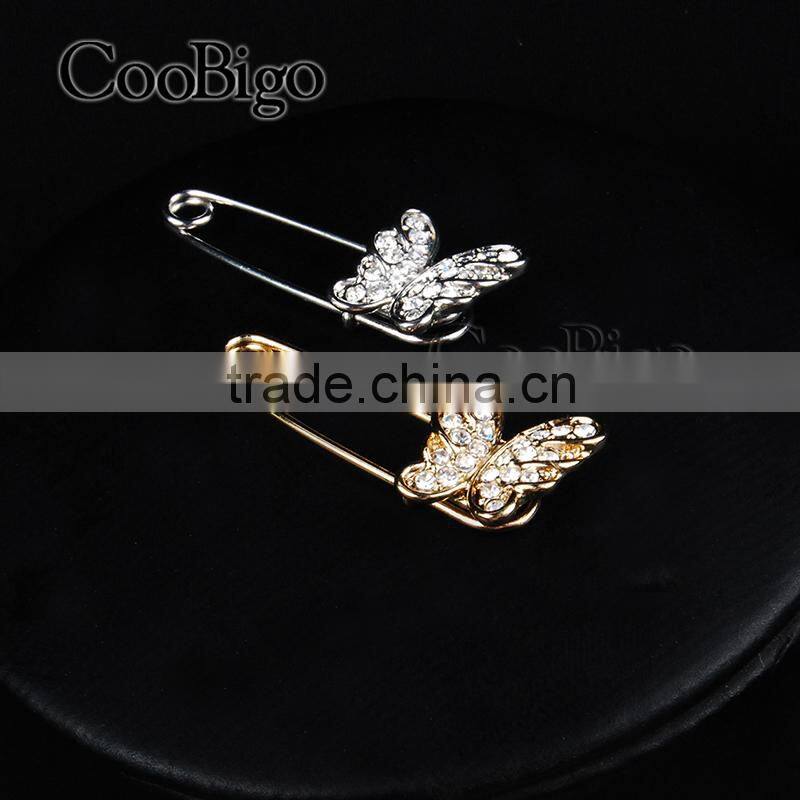 Popular Jewelry Rhinestone Butterfly Pin Brooch Girls Dresses Hijab Scarf Wedding Party Gift Appreal Promotion Accessories