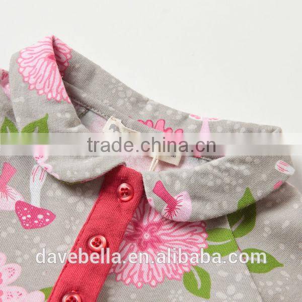 DB687 dave bella 2014 fall/winter printed long sleeve baby clothing sets for girl wholesale printed sets baby clothing sets