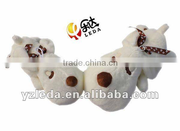 Soft White Plush Lying Dog with Scarf