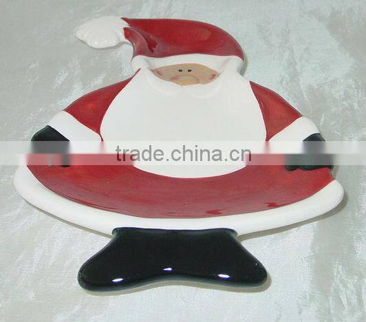 Christmas plate,square santa plate, dolomite santa plate