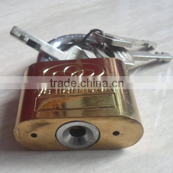 Top security golden plating side round padlock