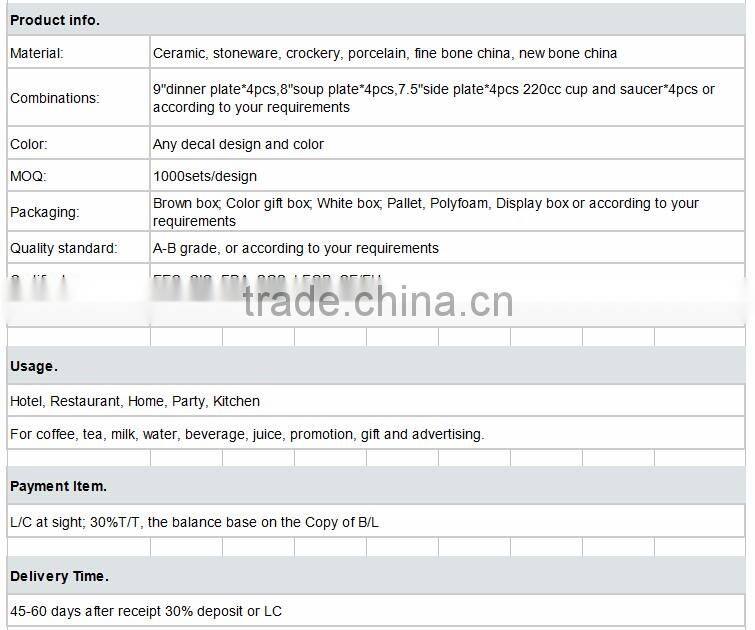 Chinese restaurant/hotel dinnerware ceramic, porcelain dinner set cheap