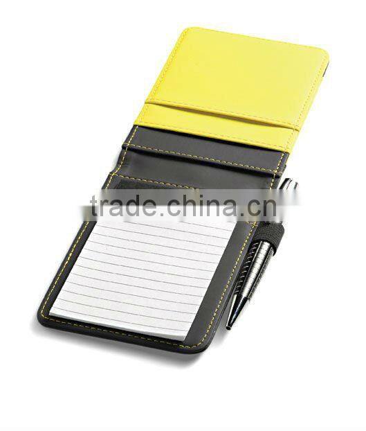 PU leather writing memo pad holder with pen