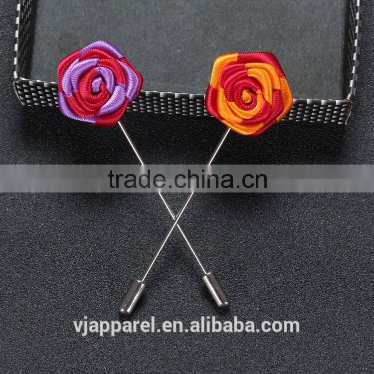 Men Rose Flower Lapel Stick Handmade Boutonniere Pin for Suit