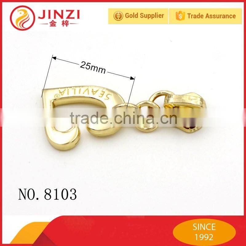 Custom metal zipper slider head with engraved letters