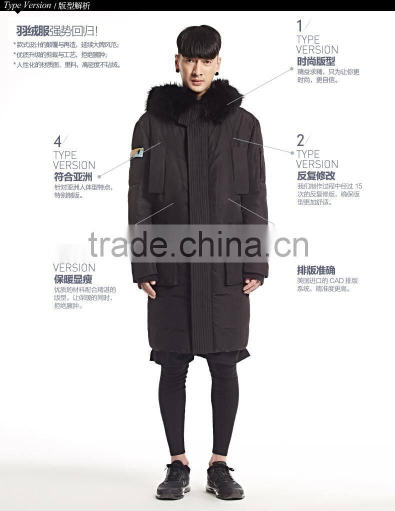 wholesale mens black yellow winter goose down jacket