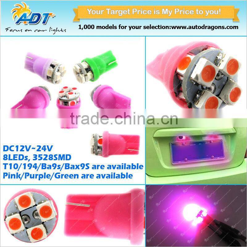Pink T10 194 168 3528 smd LED Car Light for jetta,for jeep,for hyundai,for toyota,for golf,for ford