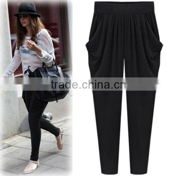 2014 Fashion Wholesale Ruffle Pants For Women Cotton Harem Pants L1042