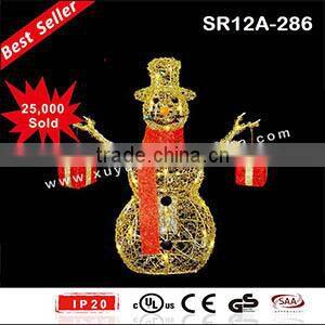 Battery powered LED wire snowman christmas decoration
