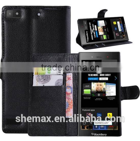 Factory price leather flip cover case for blackberry z3